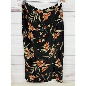 Vintage Silk Floral Midi Skirt Womens 10P Norton McNaughton Petite